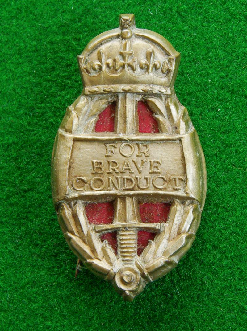 The King's Badge for Brave Conduct for Civilians.